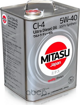 Масло моторное MITASU ULTRA DIESEL CI-4 5W-40 100% Synthetic 6л. Артикул MJ2126