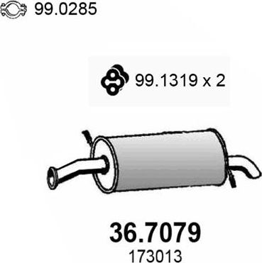 Глушитель Asso для Peugeot 407 2004-2010. Артикул 36.7079