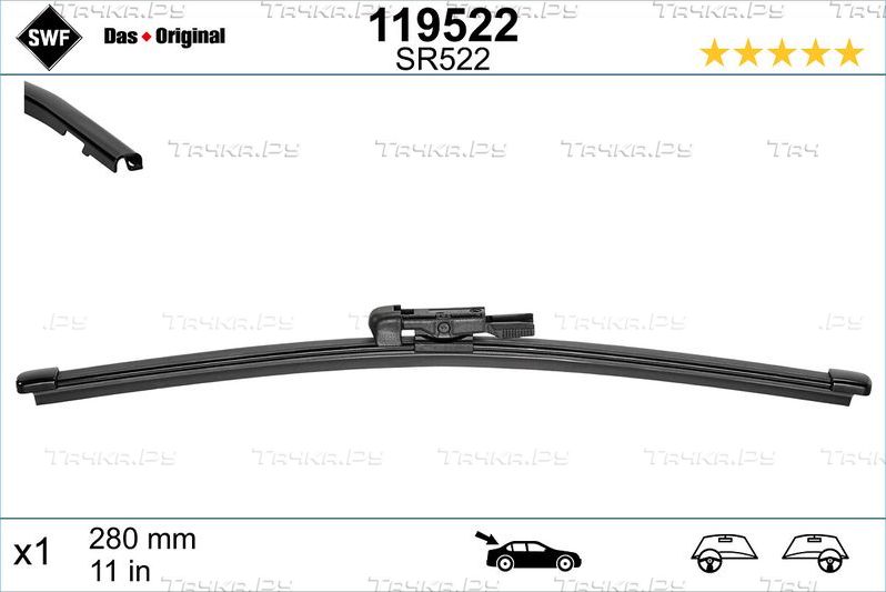 Щетка стеклоочистителя (дворник) SWF задняя для BMW 1 I (E81/E82/E87/E88) 2004-2012. Артикул 119522