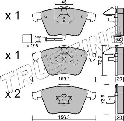 Тормозные колодки Trusting передние для Audi A3 II (8P) 2003-2009. Артикул 565.2