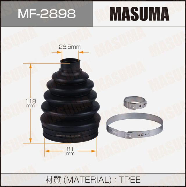 Пыльник ШРУСа MASUMA MF-2898 (пластик) + спецхомут. Артикул MF2898