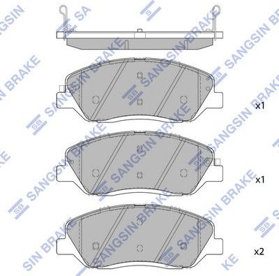 Тормозные колодки Sangsin Hi-Q передние для Kia Mohave I 2007-2026. Артикул SP1733
