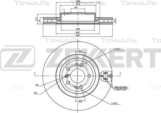 Тормозной диск Zekkert. Артикул BS-6008B