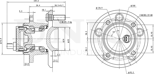 Ступица колеса с интегрированным подшипником (Unio). Артикул HUB-20169