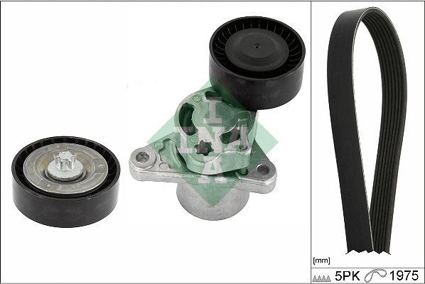 Приводной ремень поликлиновой с роликами (комплект) (в сборе) Ina для Mercedes-Benz GLC Coupe I (C253) 2019-2026. Артикул 529 0545 10