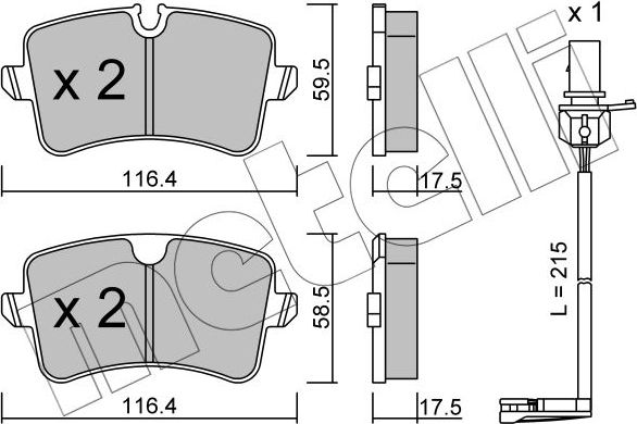 Тормозные колодки Metelli задние для Audi A4 IV (B8) 2012-2015. Артикул 22-0955-0K