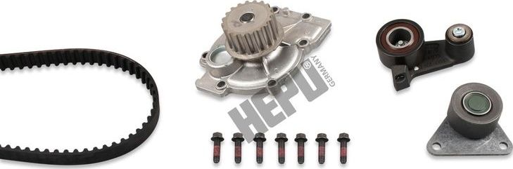 Помпа (водяной насос) с комплектом ремня ГРМ Hepu. Артикул PK00562