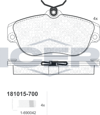 Тормозные колодки Icer передние для Volvo V90 I 1997-1998. Артикул 181015-700