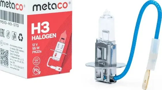 Лампа H3 12V-55W Стандартная, PK22s Metaco 9510-H3-STD. Артикул 9510-H3-STD