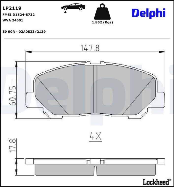 Тормозные колодки Delphi (Low-Metallic). Артикул LP2119