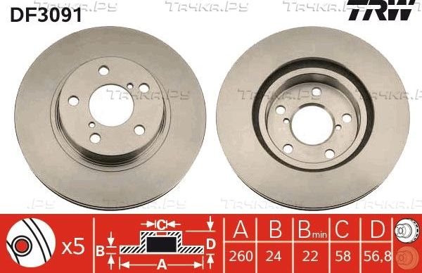 Тормозной диск TRW. Артикул DF3091