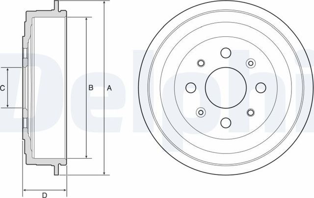 Тормозной барабан Delphi для Opel Adam I 2012-2019. Артикул BF619