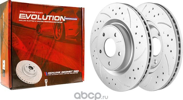 Передний тормозной диск Evolution с перфорацией и насечками, в покрытии GEOMET P (Powerstop). Артикул JBR1559
