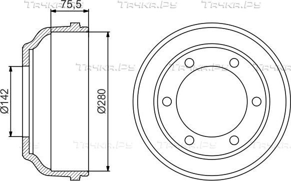 Тормозной барабан Bosch задний для Ford Transit VI 2000-2006. Артикул 0 986 477 195