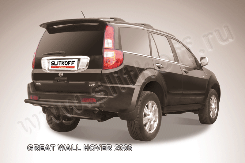 Защита Slitkoff заднего бампера d57 ЧЕРНАЯ матовая для Great Wall Hover 2008-2011. Артикул GWHN013B