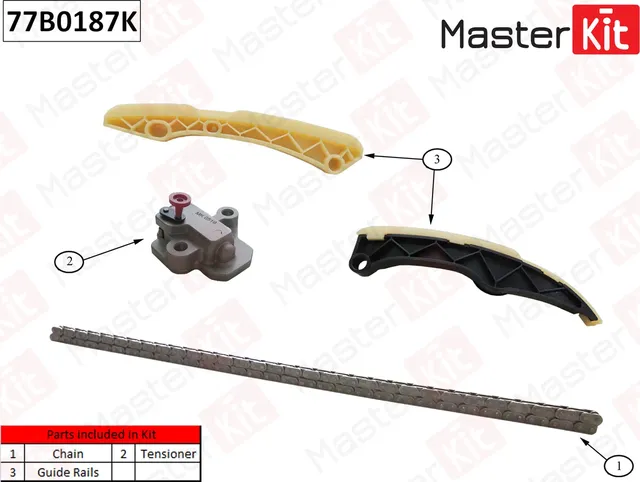 77B0187K Комплект цепи ГРМ Hyundai/Kia Solaris/i35 G4FD 1.6i 14- (без звездочек) (Master KIT) Master KIT. Артикул 77b0187k