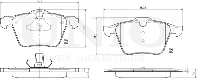 Колодки тормозные дисковые, комплект (Unio). Артикул BRP-20019