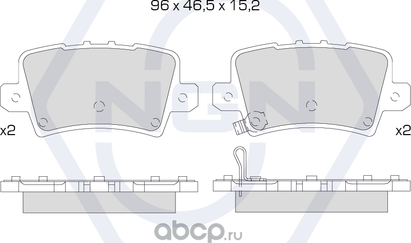 Колодки тормозные керамические, задние (NGN). Артикул 3501450
