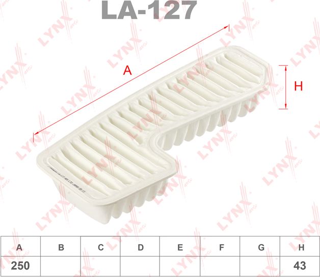 Воздушный фильтр LYNXauto. Артикул LA-127