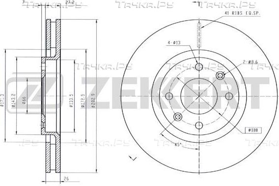 Тормозной диск Zekkert. Артикул BS-5024B