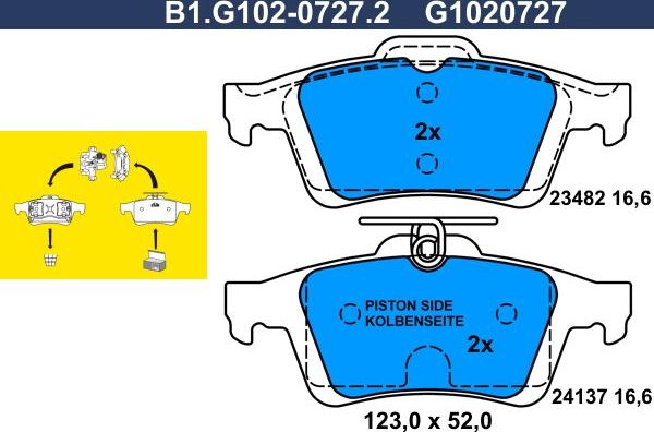 Тормозные колодки Galfer. Артикул B1.G102-0727.2
