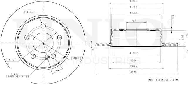 Диск тормозной (Unio). Артикул BRD-20415