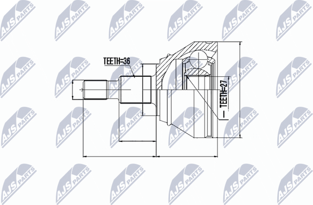Шрус внутренний (граната) NTY передний для Audi S3 I (8L) 1999-2003. Артикул NPZ-VW-028