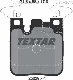 Тормозные колодки Textar Q+ задние для BMW 1 III (F40) 2011-2026. Артикул 2502902