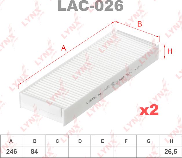 Салонный фильтр LYNXauto для Nissan Cima III (Y33) 1998-2001. Артикул LAC-026