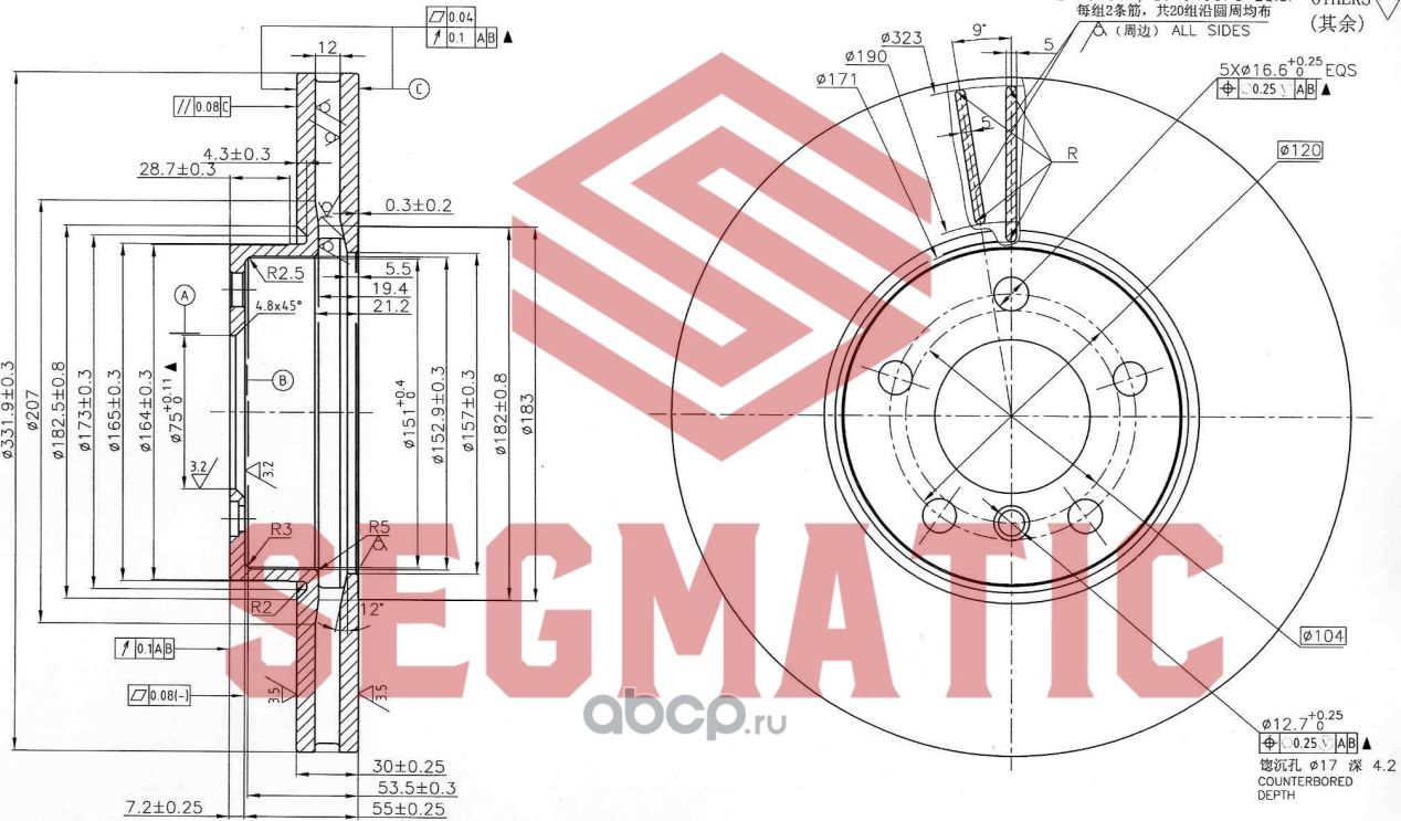Диск тормозной (Segmatic). Артикул SBD30093216