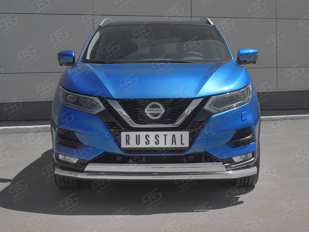 Защита RusStal переднего бампера d63 секции-d75х42 дуга для Nissan Qashqai II рестайлинг 2019-2026. Артикул NQSZ-003243