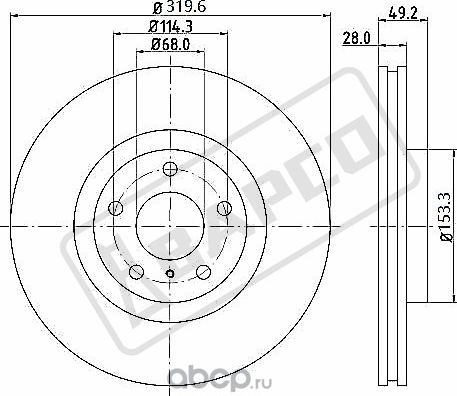 Тормозные диски передн.вентил.BD0091 (Bapco). Артикул BD0091