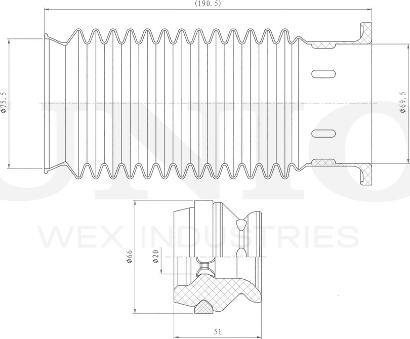 Отбойник и пыльник амортизатора, комплект (Unio). Артикул DUC-50018