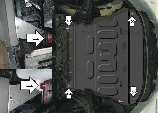 Защита Мотодор усиленная для двигателя и КПП Ford Fiesta VI седан, хэтчбек 2008-2019. Артикул 70704