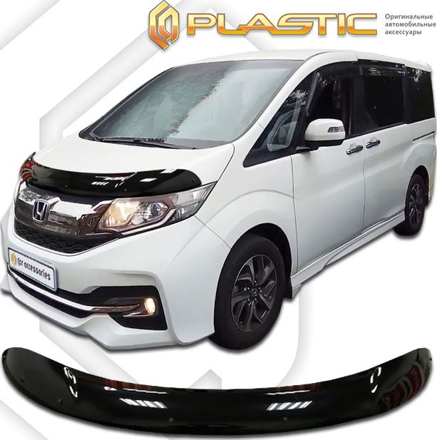 Дефлектор СА Пластик для капота (Classic черный) Honda StepWagon 2015-2017. Артикул 2010010113629