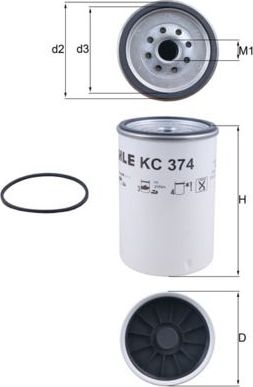 Топливный фильтр Mahle-Knecht. Артикул KC 374D