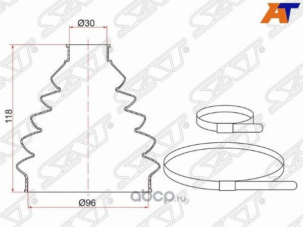 Пыльник шруса наружный  FR VW GOLF 2 хомута. терм (SAT). Артикул TC019