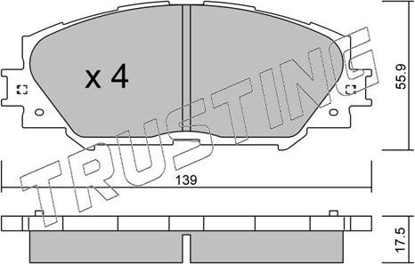 Тормозные колодки Trusting передние для Subaru Trezia 2011-2016. Артикул 763.0