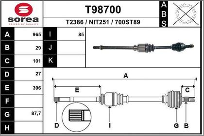 Полуось (привод в сборе, приводной вал) EAI передняя правая для Nissan X-Trail T31 2007-2013. Артикул T98700 - купить в Москве, фото, отзывы, доставка по всей России. Магазин Тачка.Ру