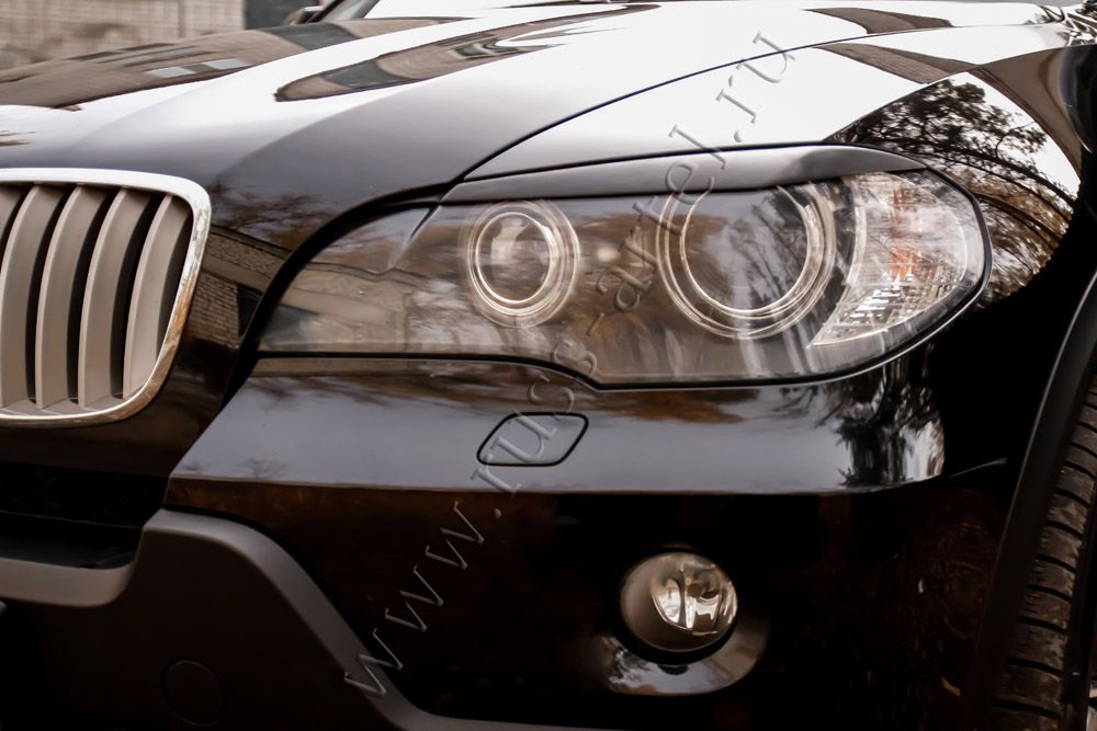 Накладки Русская Артель на передние фары (реснички) для BMW X5 E70 2006-2010 Глянец. Артикул REBX5-006500