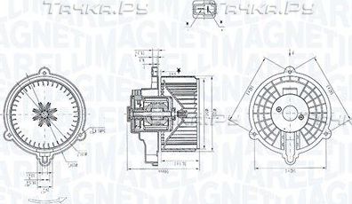 Вентилятор, мотор печки (отопителя) салона Magneti Marelli. Артикул 069412384010
