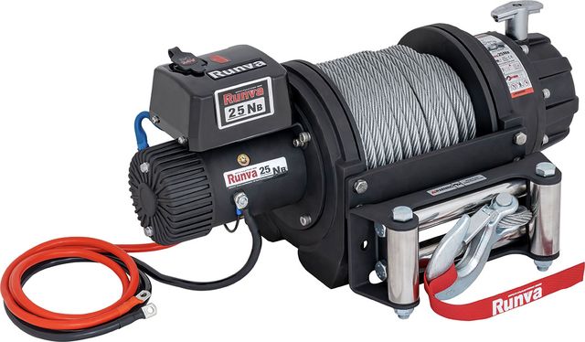 Лебёдка электрическая 24V Runva 25000 lbs влагозащищенная (стальной трос). Артикул EWB25000S24V