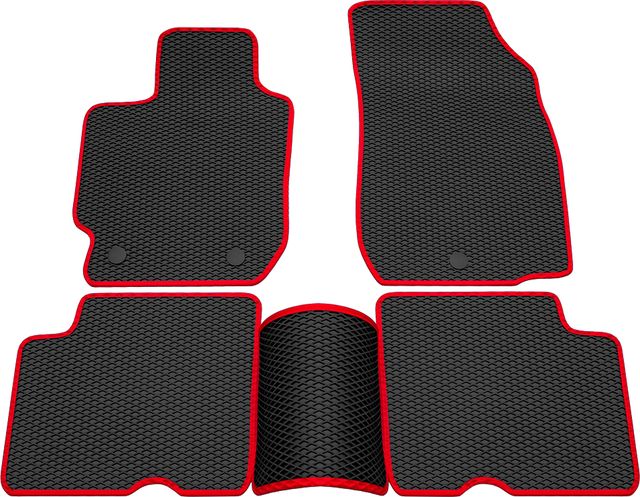Коврики Rezkon EVA для салона Nissan Almera G15 2013-2018 Красный кант. Артикул 9025005204