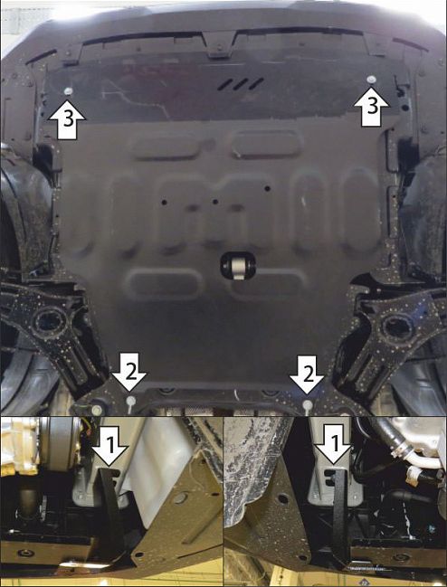 Защита усиленная Мотодор для картера, КПП Changan CS35 Plus 2018-2023. Артикул 57201