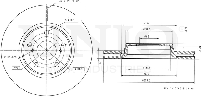 Диск тормозной (Unio). Артикул BRD-20437