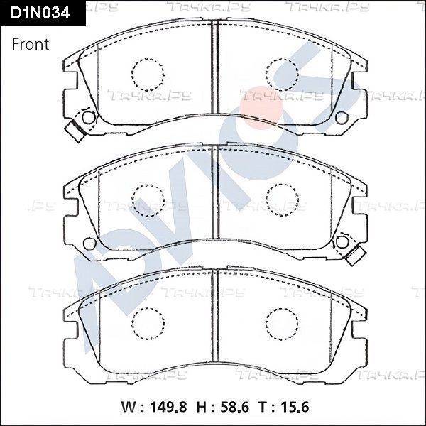 Тормозные колодки Advics передние для Mitsubishi Galant VIII 1999-2004. Артикул D1N034