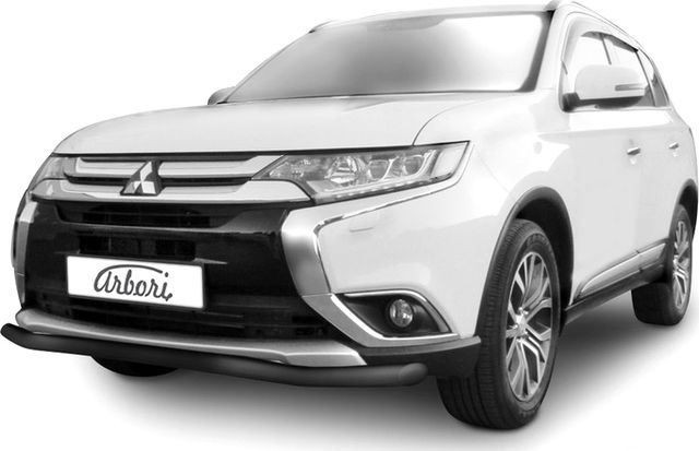 Защита Arbori переднего бампера d57 волна для Mitsubishi Outlander III 2015-2026 Черная. Артикул AFZDAMOUT1501B