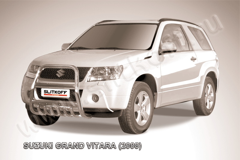 Кенгурятник Slitkoff d57 высокий с защитой картера для Suzuki Grand Vitara III 3-дв. 2008-2012. Артикул SGV3D08003