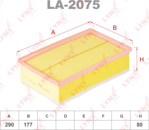 Воздушный фильтр LYNXauto. Артикул LA-2075