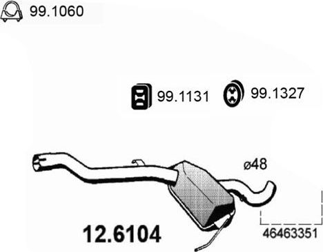 Глушитель Asso для Fiat Coupe 1996-2000. Артикул 12.6104